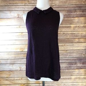 Topshop Purple Lace Peter Pan Collar Tank Top